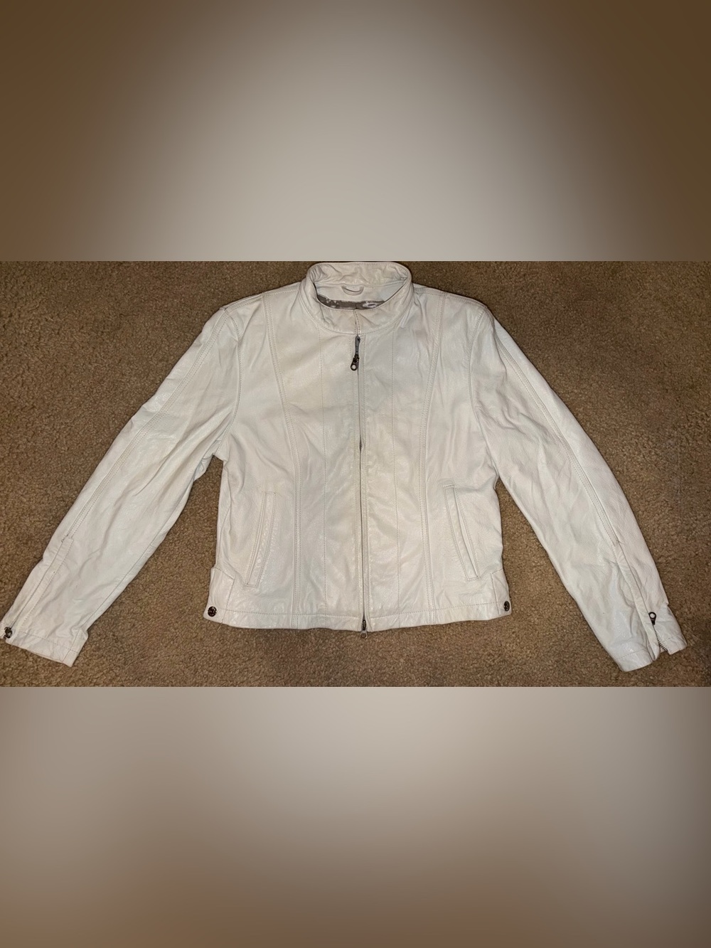 Y2K Vintage Wilsons Leather Maxima Women's White Zip-Front Leather Jacket